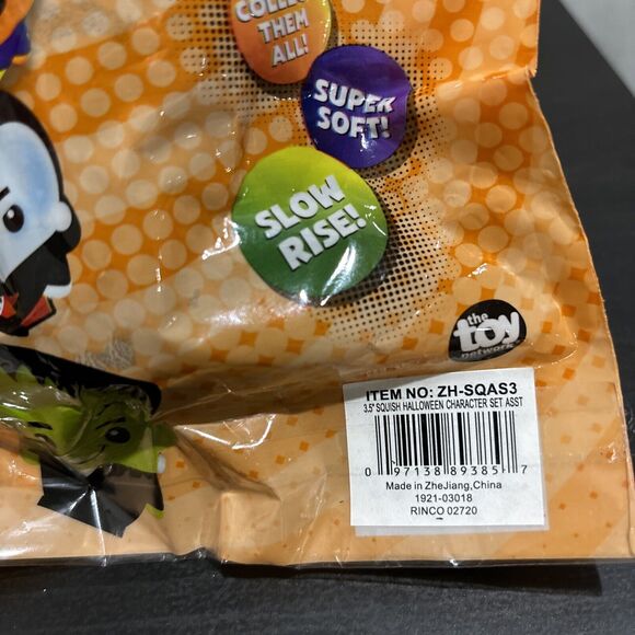 The Toy Network Squish Halloween Character Set 3.5” Frankenstein Pumpkin Cat Bat - Picture 3 of 3